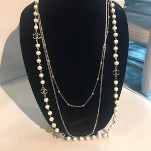 NWOT Fashion silver & pearl necklace